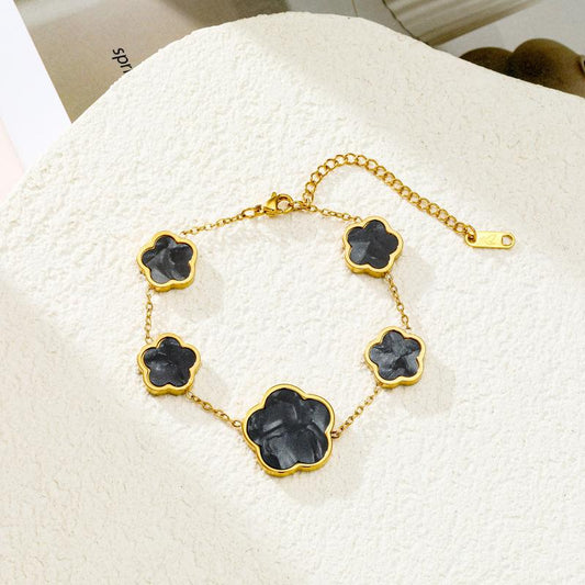 Flower Design Link Bracelet, Daily Bible Verse Bracelet,Exquisite Jewelry Valentine'S Day Gift,Fashion Flower Shaped Link Bracelet, Simple All-Match Stainless Steel Matching Jewelry for Women for Gift, Cute Light Luxury Summer Jewelry Accessory